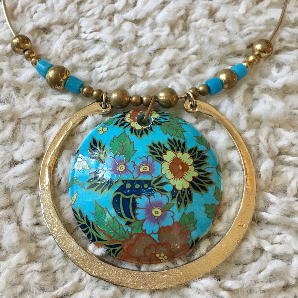 Vintage cloisonné gold choker